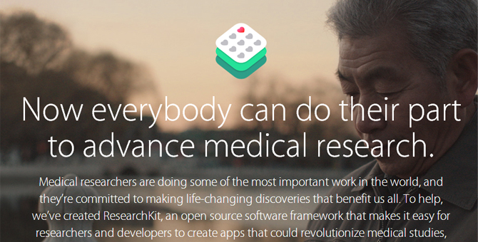 苹果正式宣布ResearchKit面向医学研究者和开发者提供使用