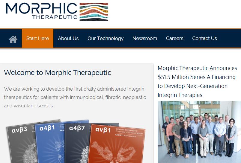 美国医疗公司Morphic Therapeutic完成5150万美元A轮融资，辉瑞艾伯维参投