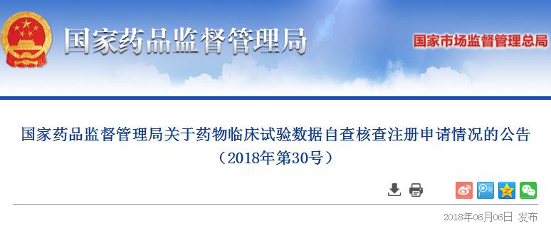国家药监局决定对192个药品注册申请开展临床试验数据核查