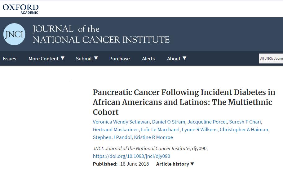 新发现：糖尿病可能是胰腺癌的早期表现
