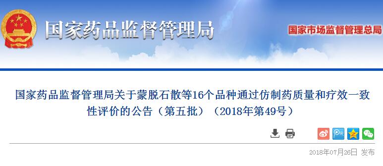 刚刚，国家药监发布，通过一致性评价第五批