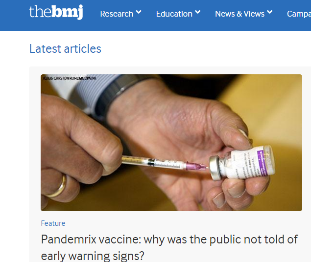 BMJ发文，葛兰素史克未能对流感疫苗安全问题向公众发出警告