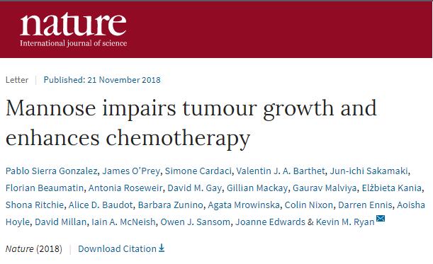 单独或结合化疗药物口服甘露糖，可以对肿瘤产生明显的抑制效果