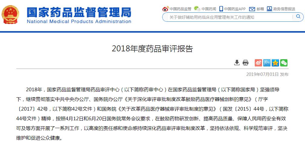 2018年度药品审评报告