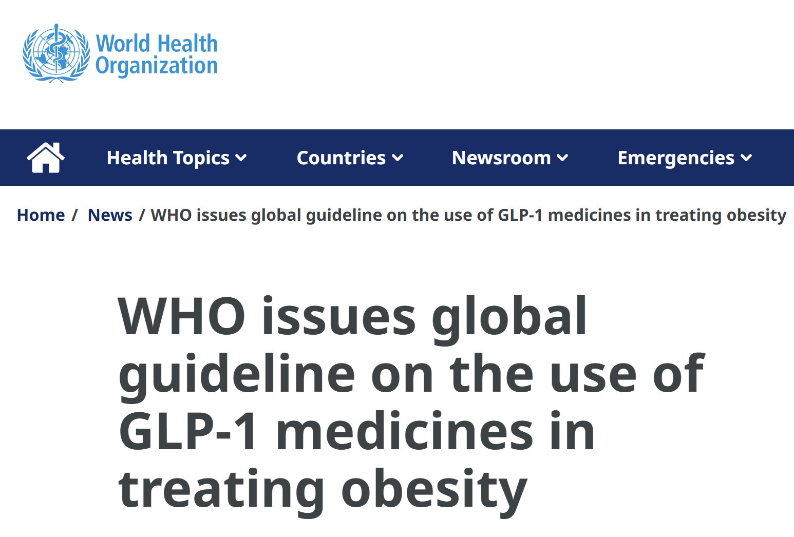 世卫组织发布GLP-1药物治疗肥胖全球指南